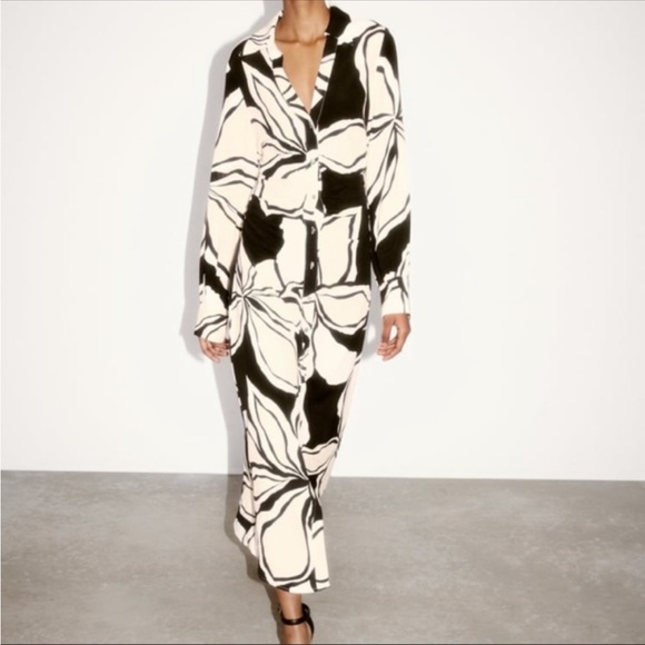 Zara black and white floral dress - Picture 4 of 10